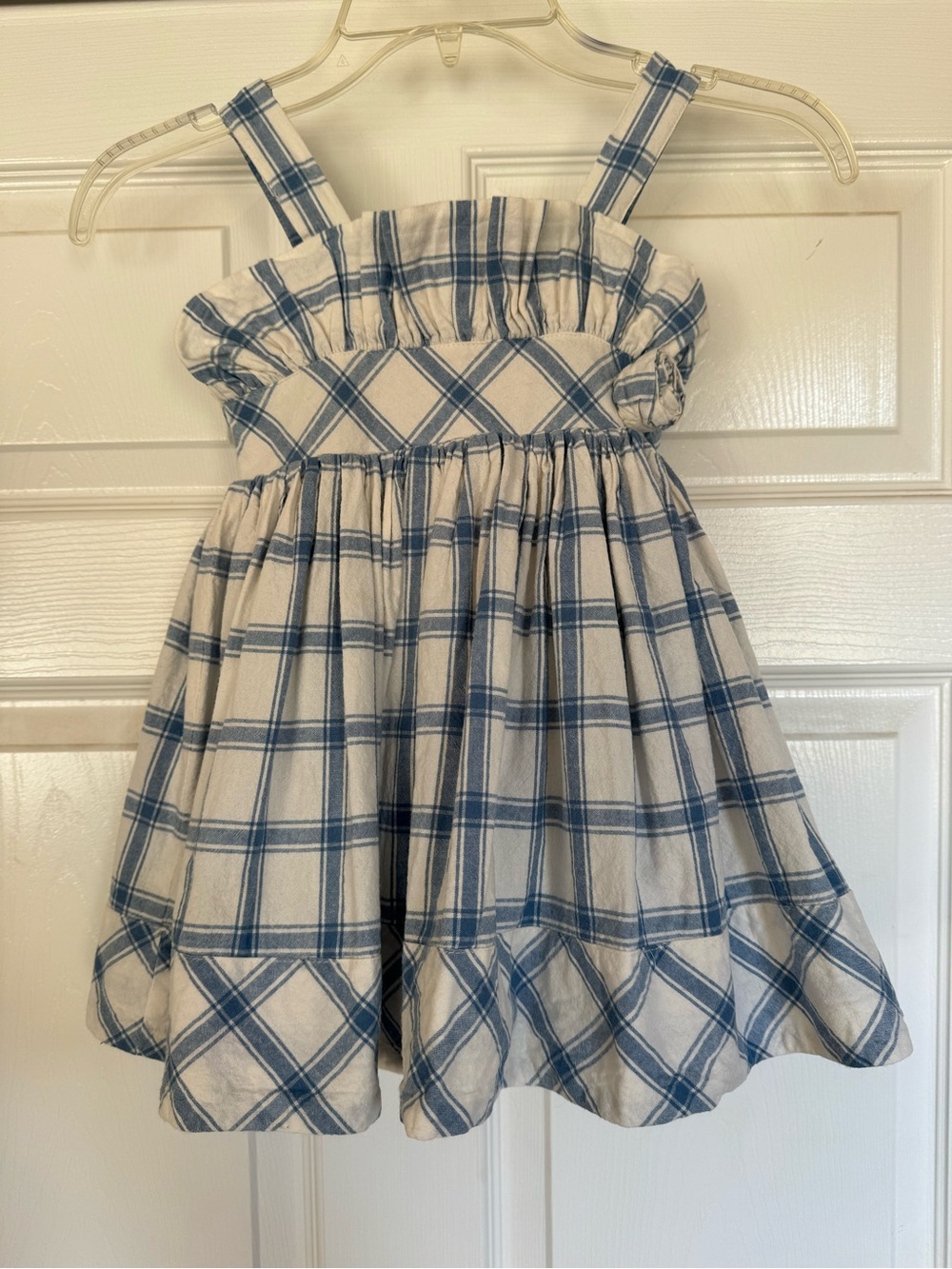 Petit Papillon Girls Size 4 Blue White Plaid Cotton Dress